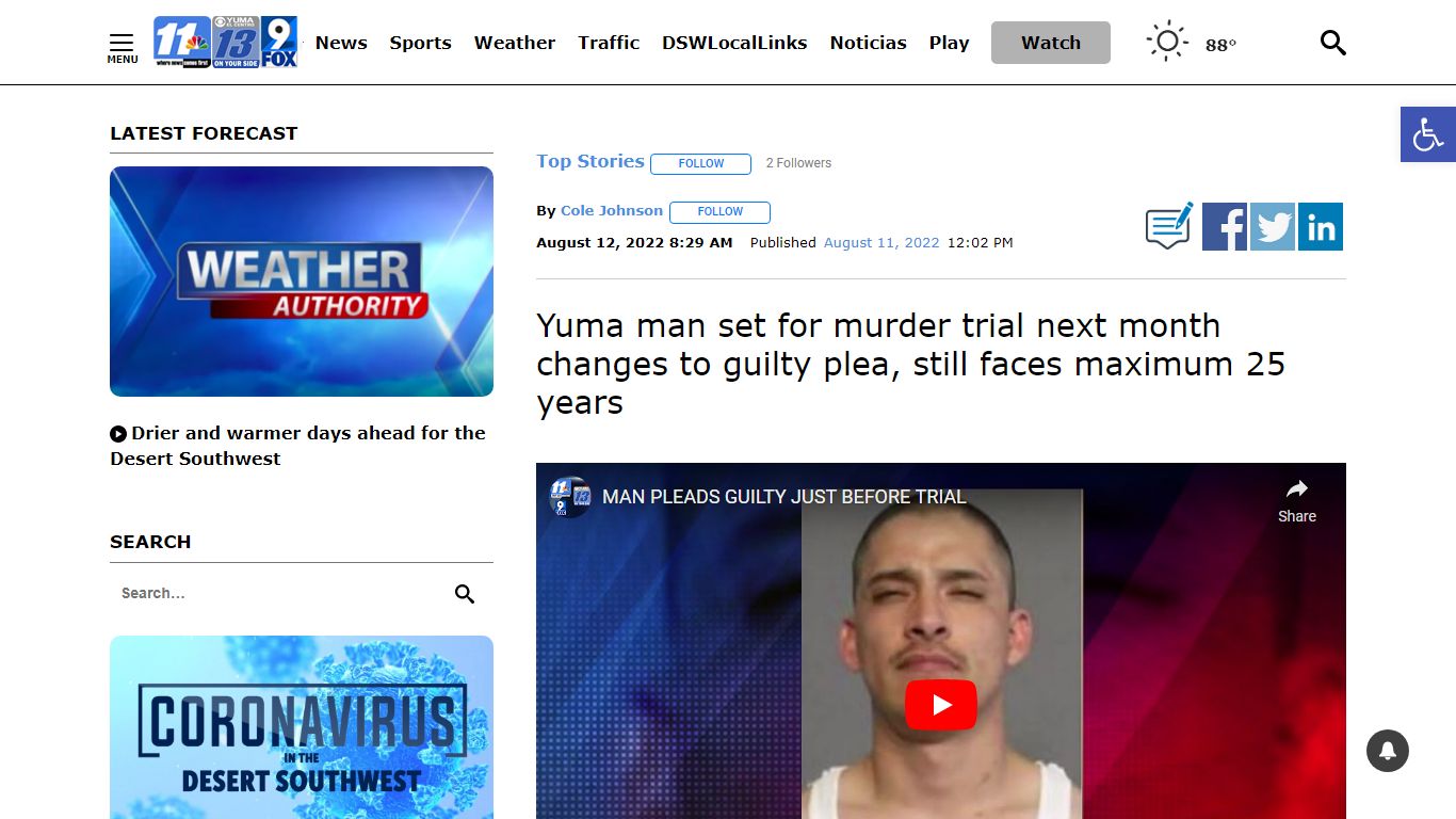 Yuma man set for murder trial next month changes to guilty plea, still ...